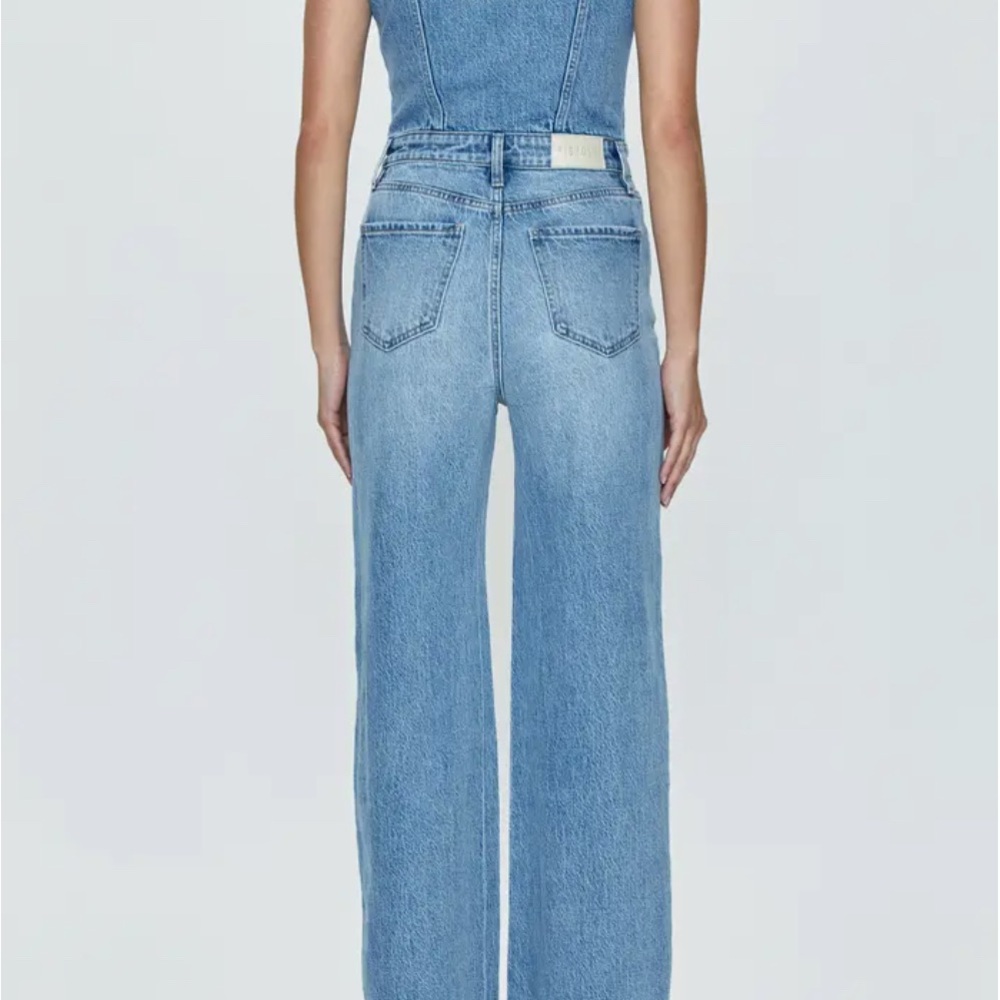 pistola Light Wash Denim Wide Leg Jumpsuit - Picture 2 of 3